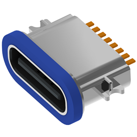 XB-TYPE C 8P-8 USB type C 8P fraisage 1.2 femelle étanche l = 6.7mm (avec tôle d'acier) (boîtier en alliage de zinc)